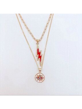 BADASS Lightening Bolt And Evil Eye Necklace.